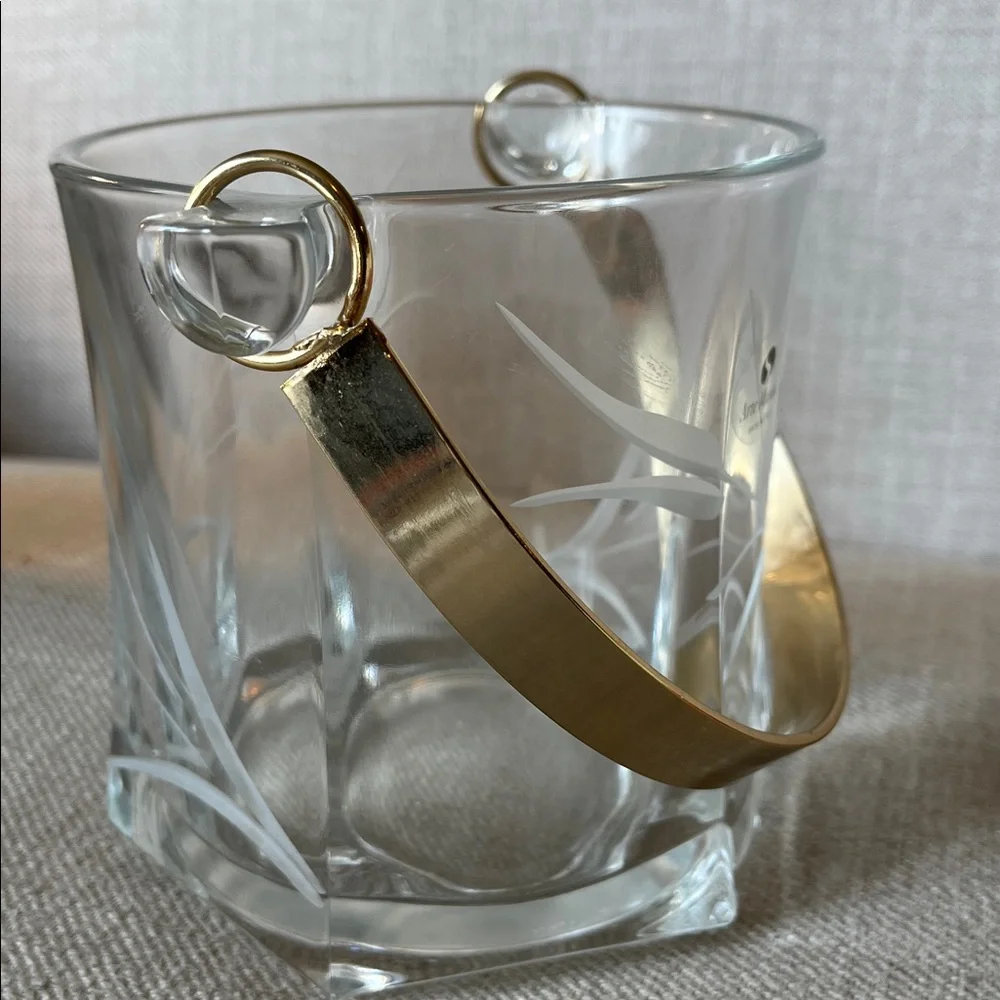 Arte Murano Made in Italy Vintage Wheat Etched Glass Ice Bucket